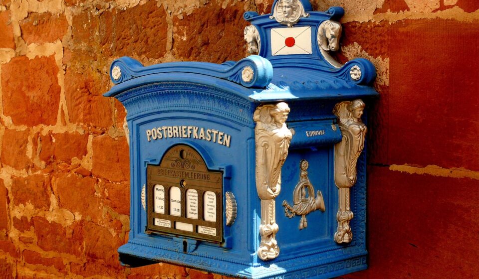 mailbox, letter box, blacksmithing, blue, metal, old, mail, brick wall, red brick wall, mailbox, mailbox, mailbox, mail, mail, mail, mail, mail