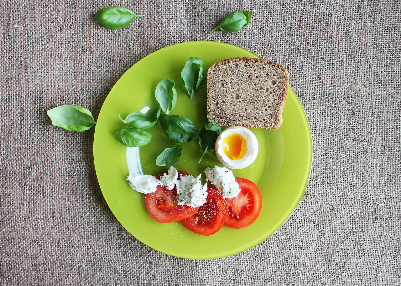 tomatoes, eggs, toast, dish, plate, food, fresh, basil leaves, slice of bread, tomato slices, healthy, boiled egg, soft boiled egg, healthy food, healthy meal, breakfast, breakfast meal, flat lay, eggs, plate, plate, breakfast, breakfast, breakfast, breakfast, breakfast