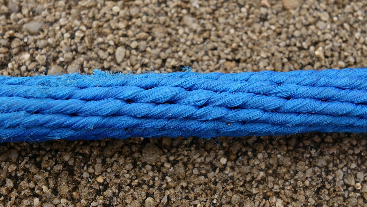 rope, plastic, blue, fibers