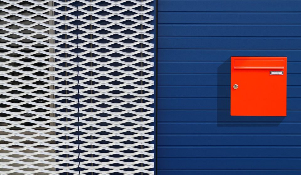 expanded metal, letter box, building, blue, architecture, house, structure, facade, blue facade, metal, letter box, letter box, letter box, letter box, letter box