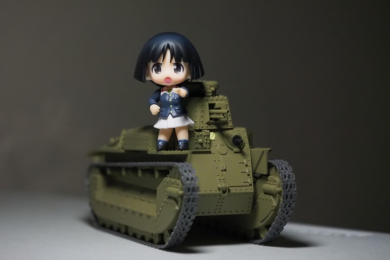 tank, type, 89, toy, figurine, model, plastic, girls, and, panzer, japanese, anime, cartoon, television, series, vehicle, gray cartoon, gray anime, gray animation