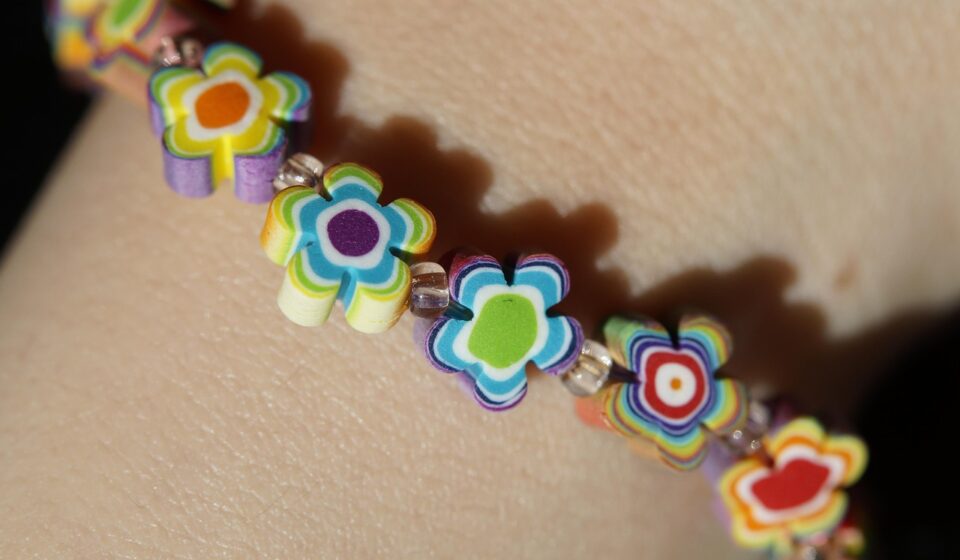 bracelet, multicoloured, beautiful flowers, flower background, flower, flowers, colorful, coloured, children, poor, nature, child bracelet, fimo, decorative, jewellery, fashion jewelry, deco, flower wallpaper, close up